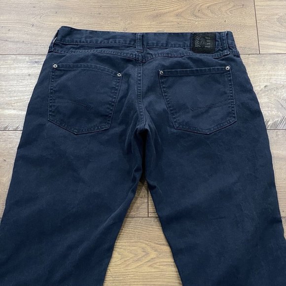 Born Fly Pants Mens 32 Straight Chino Button Fly 5 Pocket Streetwear Blue - Picture 8 of 14